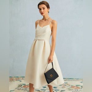 NWT ! The Apricot Sleeveless Ruched A Line Midi Dress